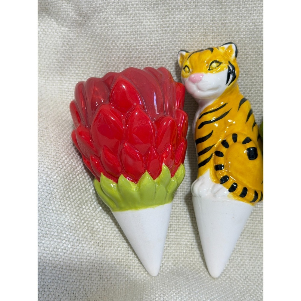 5 Pack Ceramic Self Watering Spikes Flower Tiger Butterfly Plant Stakes - Picture 6 of 11